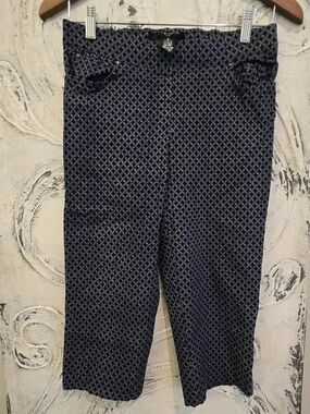 89th & Madison Navy Geometric Cropped Jeans